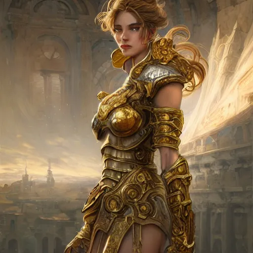 Image similar to portrait knights of Zodiac girl, silver and ice color reflected armor, in ruined Agora of Athens, ssci-fi, fantasy, intricate, very very beautiful, elegant, golden light, highly detailed, digital painting, artstation, concept art, smooth, sharp focus, illustration, art by tian zi and WLOP and alphonse mucha