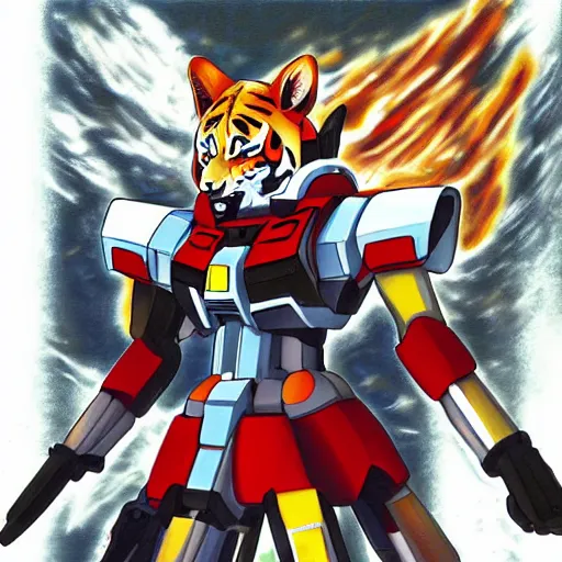 Image similar to tigerwolf in Gundam , trending on pixiv