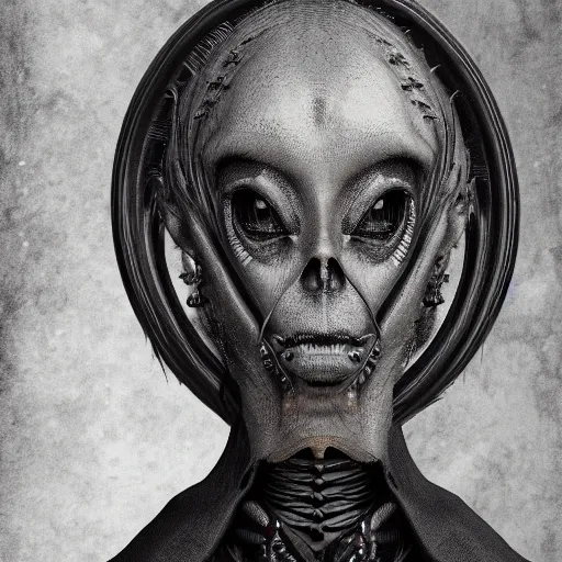 Image similar to realistic unknown alien victorian queen witch civilization portrait detailed 8 k