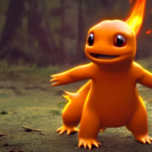 Image similar to charmander as a human man, movie still, cinematic, photorealistic, extreme detail, sharp focus, 8 k, intricate, hyper detailed, realistic, cinematic lighting