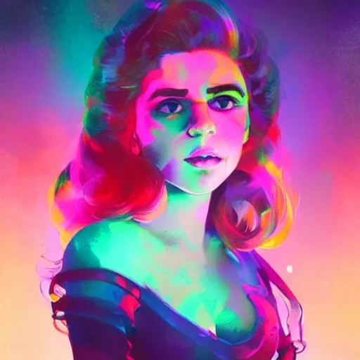 Image similar to portrait of a beautiful marina diamandis electra heart, volume lighting, concept art, by greg rutkowski!!, colorful, xray melting colors!!