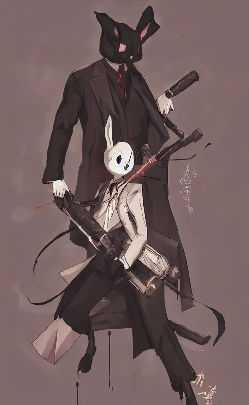 Image similar to rabbit hitman, manga art style, anime art style, dynamic lighting, fantasy concept art, trending on art station, stunning visuals, creative, cinematic, ultra detailed