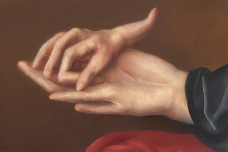 Prompt: oil painting of a hand in the style of the old masters