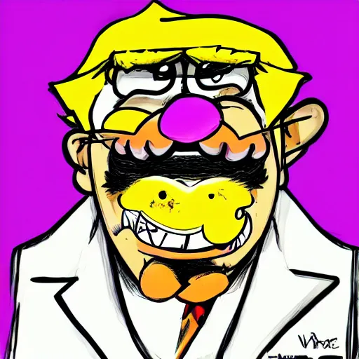 Image similar to wario in style of ralph steadman