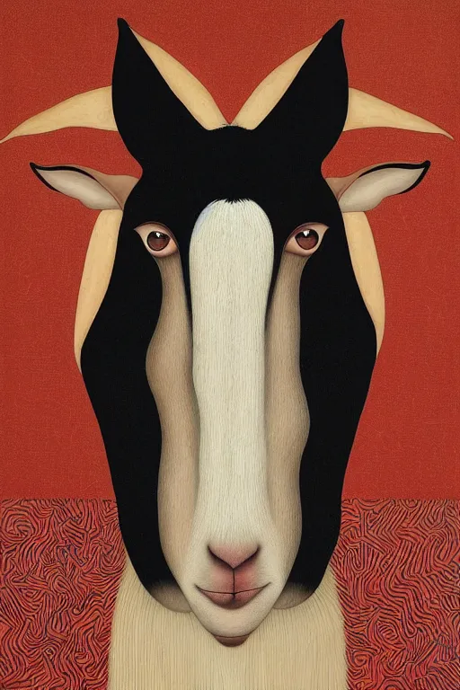 Image similar to portrait of a mystic goat by hayv kahraman