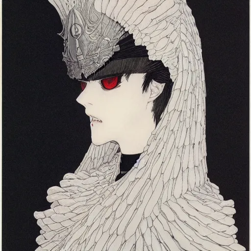 Image similar to prompt : black and white portrait soft light painted by takato yamamoto, black knight armor, inspired by ghost in shell anime, smooth face feature, intricate oil painting, high detail, sharp high detail, manga and anime 1 9 8 0