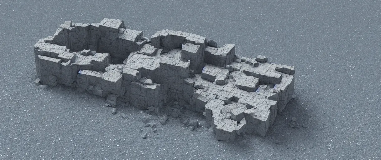 Image similar to a crumbling island in space, 3 d render