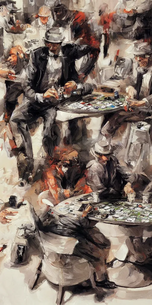 Image similar to oil painting scene from poker by kim jung gi