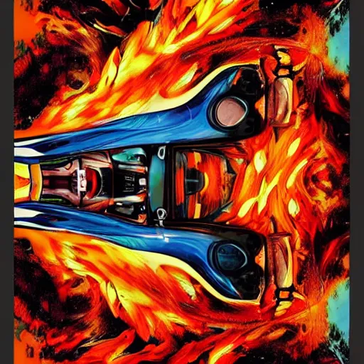 Image similar to the art of drifting poster, explosive colors