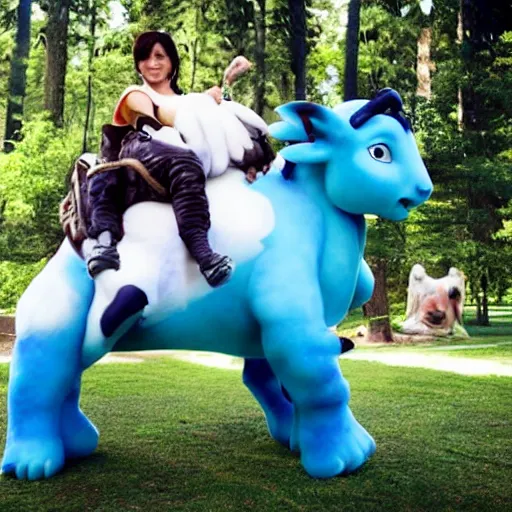 Prompt: dj porter robinson riding appa from avatar the last airbender