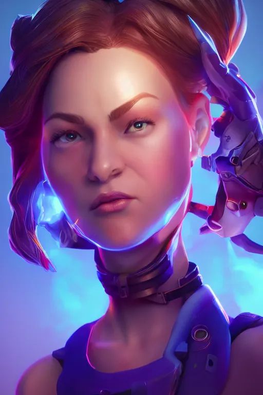 Image similar to epic lady portrait stylized as fornite style game design fanart by concept artist gervasio canda battle royale kaws radiating a glowing aura global illumination ray tracing hdr render in unreal engine 5