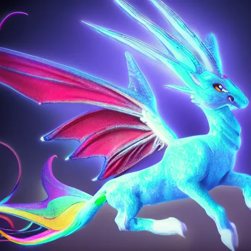 Image similar to fairy dragon on lsd ultra realistic 4 k high definition dramatic lighting high contrast mysterious