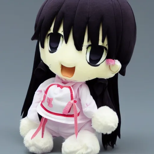 Image similar to cute fumo plush of a girl who tries her best, anime girl