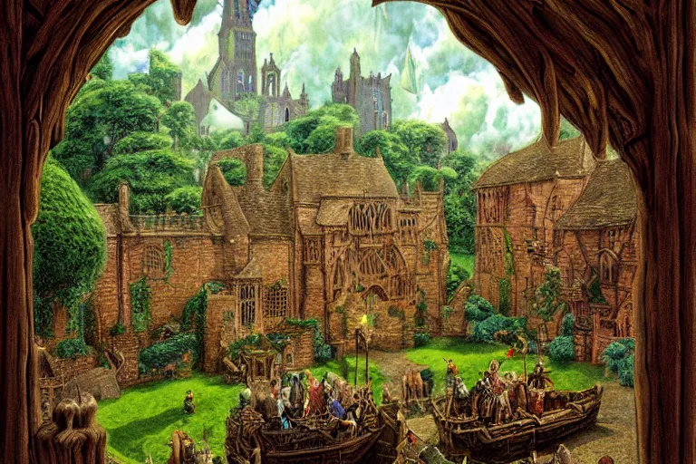 Image similar to elaborate dense beautiful scene from redwall abbey by brian jacques