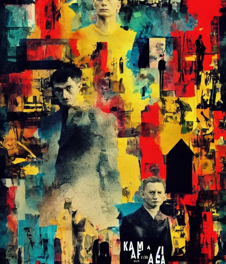 Prompt: Beautiful colorful Minimalist!!!!!! Horror Movie Poster made for the film Franz Kafka's Apocalypse (1997) Starring Daniel Craig at the end of the world, minimalist photo collage and oil painting by Gregory Crewdson and Man Ray, Vivid color trending on artstation Cinematic lighting minimalist! !collage 8k
