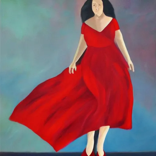 Image similar to mark zuckerberg wearing a woman red dress, oil painting