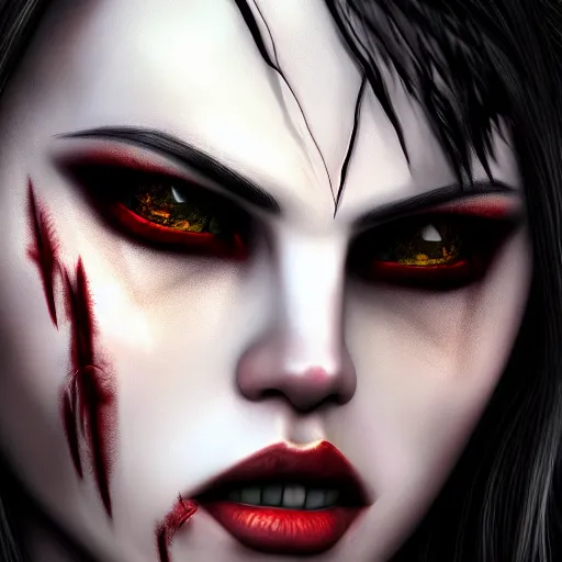 Image similar to beautiful vampire warrior, highly detailed, 4k, HDR, smooth, sharp focus, hyper realistic, high resolution