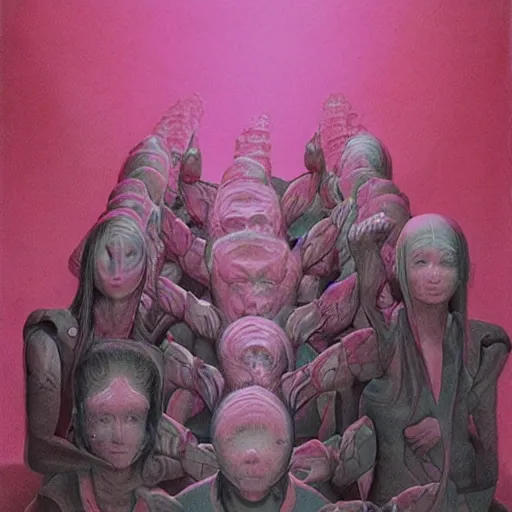 Prompt: portrait of a pink gang, by wayne barlowe