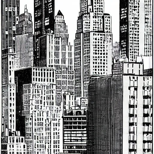 Image similar to New York City by David Mazzucchelli, Black and White, comics