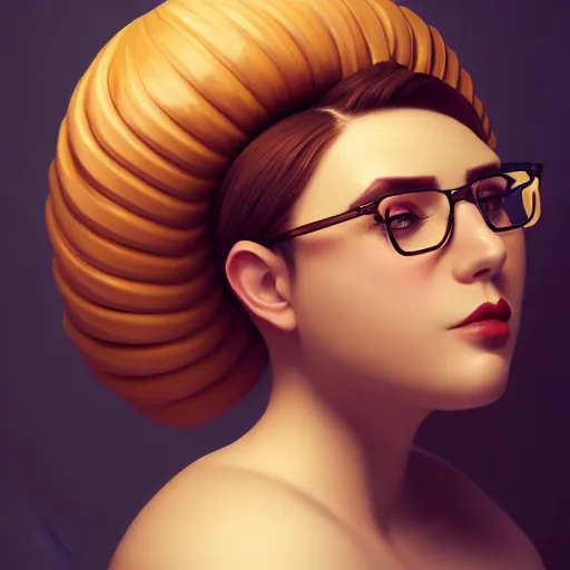 Prompt: portrait of a stocky stocky beautiful woman with a bundt bundt pan face, greek romanian, glasses, wide shot, digital art, detailed , 8k, trending on artstation