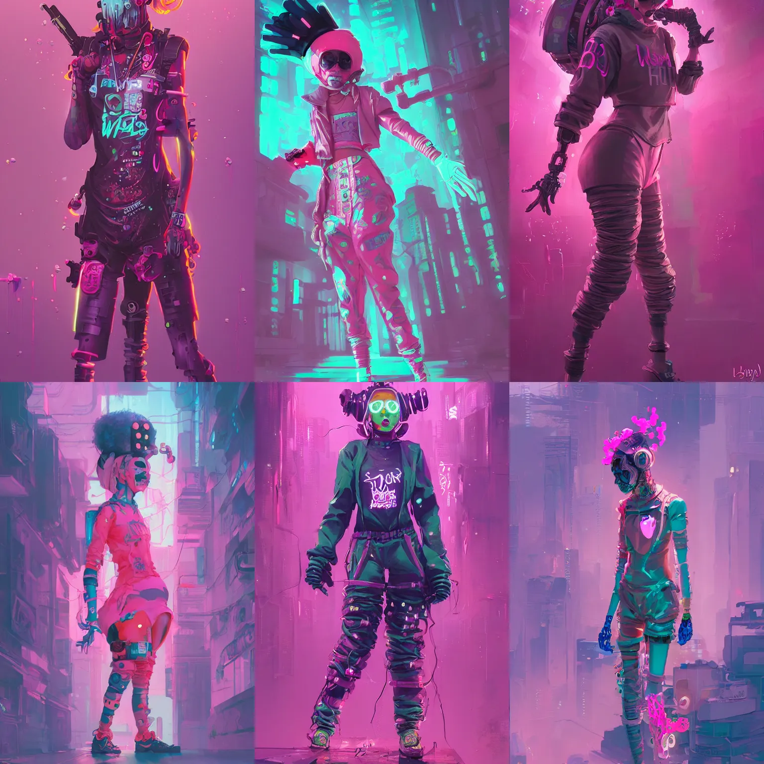 Image similar to wide view cyberpunk clown girl made of pink slime, wearing cyberpunk intricate streetwear, transparent, behance hd artstation by jesper ejsing by rhads, makoto shinkai and lois van baarle, ilya kuvshinov, ossdraws, cinematic lighting, sharp focus