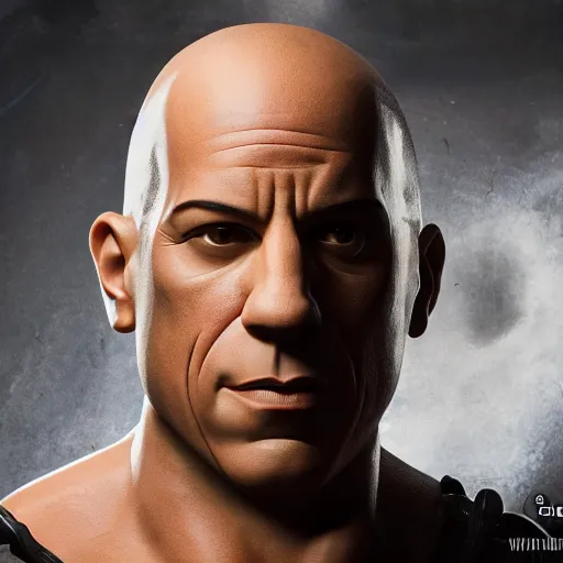 Prompt: animatronic Vin Diesel, exposed wires, photo, Stan Winston studios, detailed, 4k