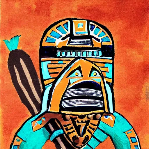 Image similar to Aztec warrior with jaguar mask