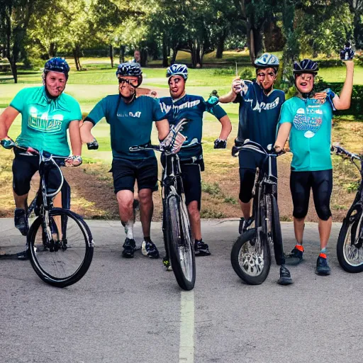 Image similar to bicycle crew with large beers in hand