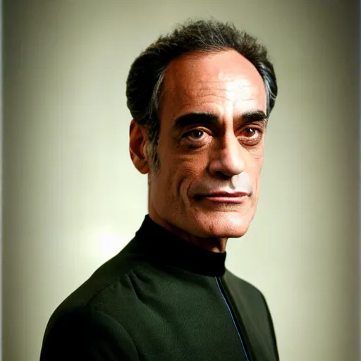 Image similar to a portrait of dr. julian bashir from star trek : deep space 9 with background scenery by juergen teller, iris van herpen