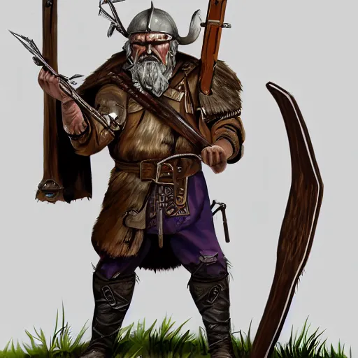 Image similar to character with matchlock, viking in sad byzantine mask, concept art, grim dark fantasy stand infront of poor christian farmer.