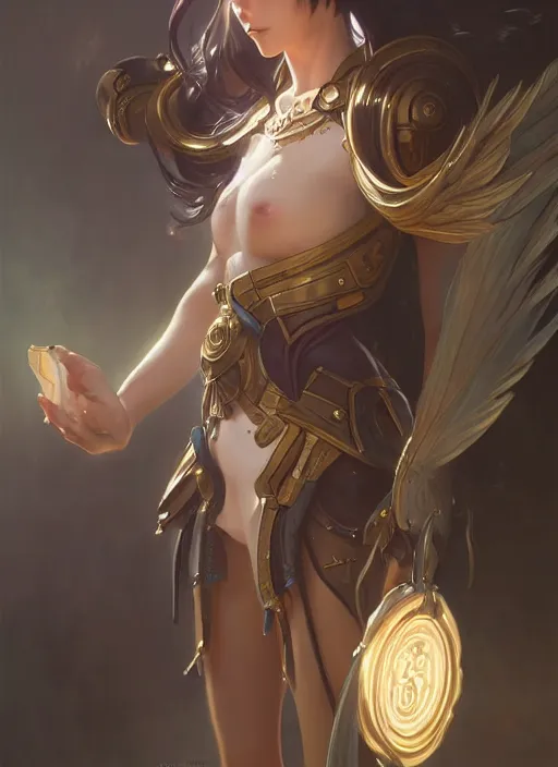 Image similar to beautiful anime gynoid, d & d, fantasy, intricate, elegant, highly detailed, digital painting, artstation, concept art, matte, sharp focus, illustration, hearthstone, art by artgerm and greg rutkowski and alphonse mucha