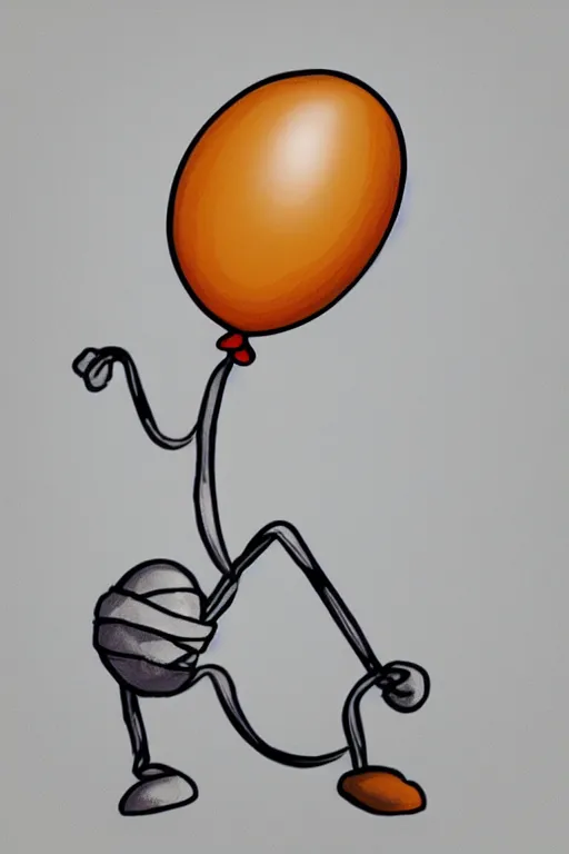 Image similar to 🥚 shaped balloon with long arms grabing the 🧺, cartoon style, well shaded, smooth, pixar