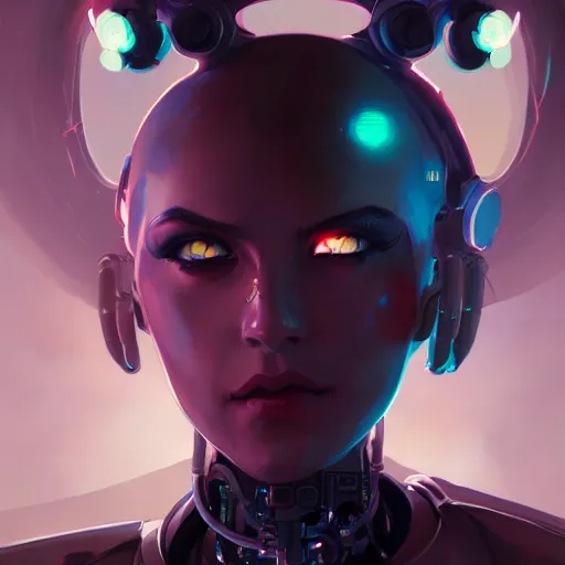 Prompt: a portrait of a cybernetic goth girl, cyberpunk concept art by pete mohrbacher and wlop and artgerm josan gonzalez and syd mead, digital art, highly detailed, intricate, sci-fi, sharp focus, Trending on Artstation HQ, deviantart, unreal engine 5, 4K UHD image