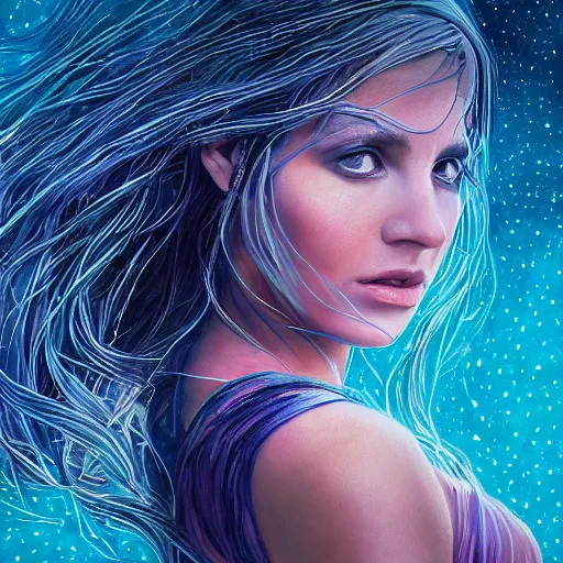 Prompt: portrait stellar Celtic Beauty in primeval waters, dynamic lighting, cinematic, establishing shot, extremely high detail, photo realistic, cinematic lighting, oil painting, intricate line drawings, 8k resolution