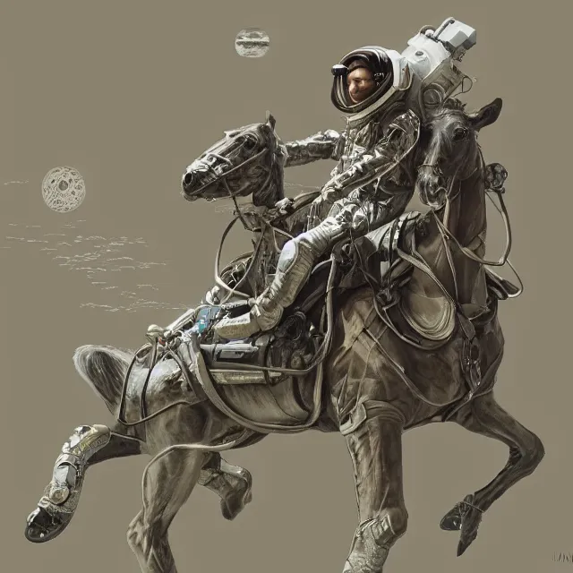 Image similar to horse on astronaut, industrial sci - fi, by mandy jurgens, ernst haeckel, james jean, riding