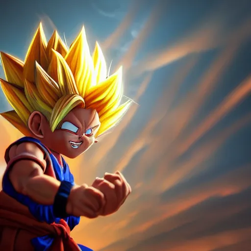 Prompt: tabby cat going super saiyan, golden hour, fantasy, sharp focus, digital art, hyper realistic, 4 k, unreal engine, highly detailed, hd, dramatic lighting by brom, trending on artstation, goku