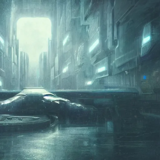 Prompt: scene from bladerunner 2 0 4 9 movie, hr giger artlilery spaceship lands in an alien landscape, filigree ornaments, volumetric lights, syd mead, ian mcque