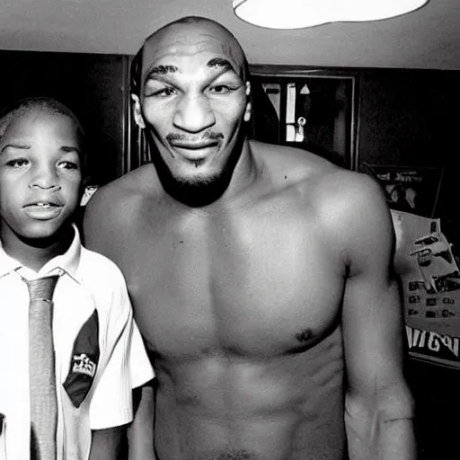 Prompt: young mike tyson and young snoop dog as door to door vacuum cleaner salesmen