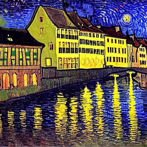 Prompt: Bamberg painted by Van Gogh