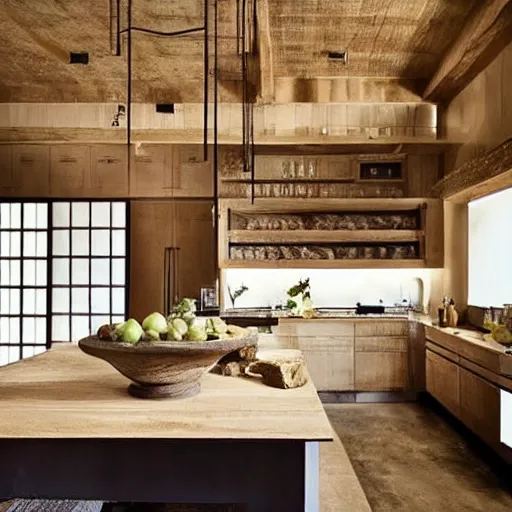 Prompt: “extravagant luxury kitchen, interior design, modern rustic, by Koichi Takada”
