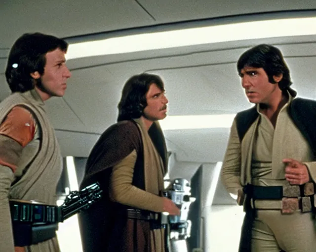 Prompt: film still from Star Wars (1977) directed by Adam Sandler