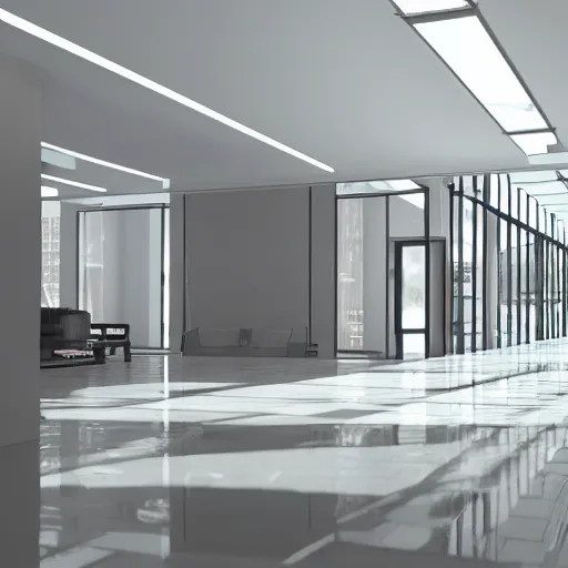 Prompt: Virtual Set, architectural digest, studio floor, wide shot, highly reflective light, made in unreal engine -W 1080