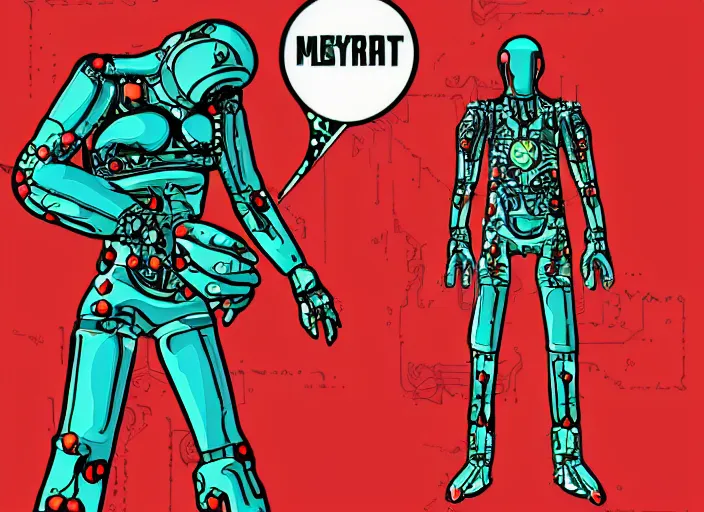 Image similar to martian citizen cyborg with surreal outfit by moebius, vector art, cyberpunk, red flat poster texture