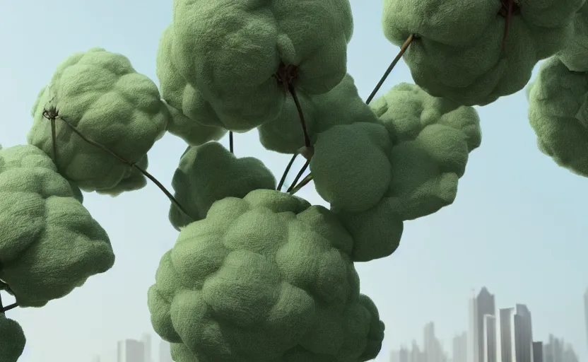 Prompt: explosions in the form of realistic cotton plants on harbour bridge, huge cotton plants everywhere, smooth, sharp focus, highly detailed, 3 d octane render, epic lighting, crazy atmosphere, lots of cotton plants, 8 k, by goro fujita