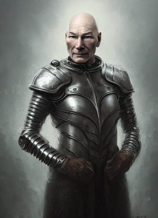 Prompt: extremely pale thin old patrick stewart in silver crown on head and metal armor, extremly detailed digital painting, raymond swanland, tomasz alen kopera, vibrant colors, intricate, exquisite lighting, highly detailed, rim light, cinematic lighting, art, octane render, very coherent, cinematic, 8 k, trending on artstation