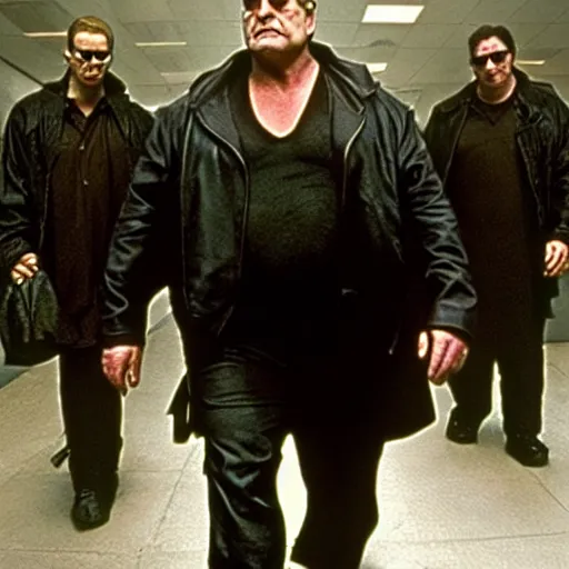 Prompt: john goodman as neo in the matrix