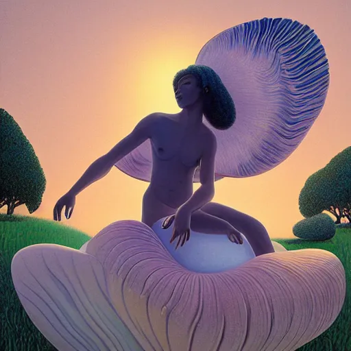 Prompt: lifelike by liu ye, by kadir nelson. the drawing of the moment when the goddess venus is born from the sea. she is shown standing on a giant clam shell, with her long, flowing hair blowing in the wind. the drawing is full of light & color, & venus looks like she is about to step into a beautiful, bright future.