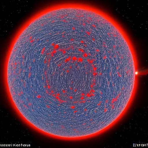 Image similar to a picture of an alien planet, circular planet, taken from orbit, dark blue planet, red narrow lava rivers, astronomical imaging