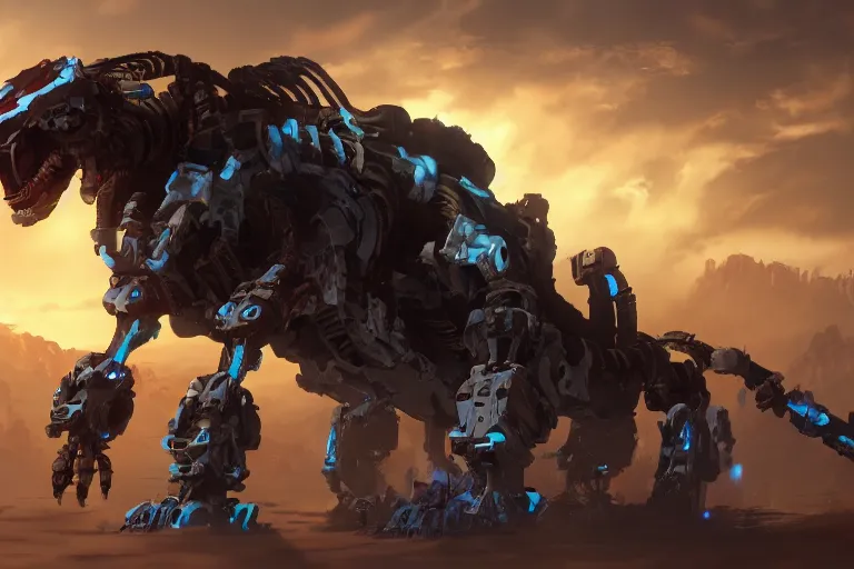 Image similar to burrower machine mecha animal beast robot of horizon forbidden west horizon zero dawn bioluminiscence global illumination ray tracing hdr fanart arstation by sung choi and eric pfeiffer and gabriel garza and casper konefal