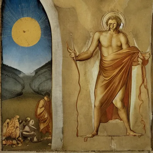 Prompt: the demiurge aquatint giotto